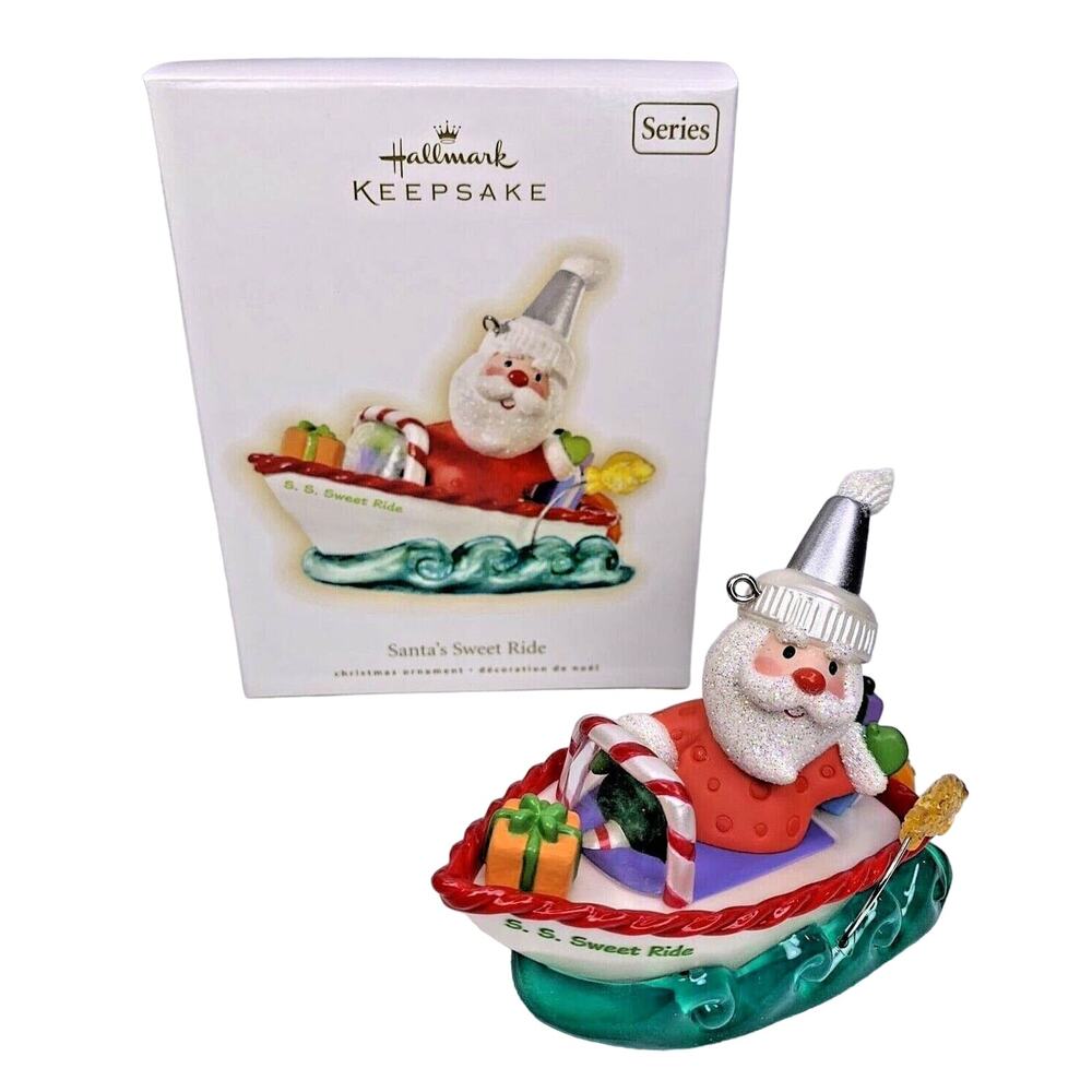 Hallmark Keepsake SANTA'S SWEET‎ RIDE BOAT Ornament 2009 3rd in Series